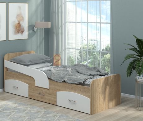 Ліжко з ящиками Milka 190х80 із захисним бортиком Дуб-білий Mil1 фото