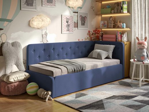 Кутовий диван ліжко BOSTON 190х80 DecOKids з нишею та матрацом BLUE BPNM1 фото