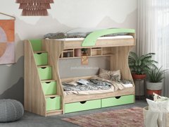 Двухъярусная кровать с ящиками и лестницей KADET New Green KA1 фото